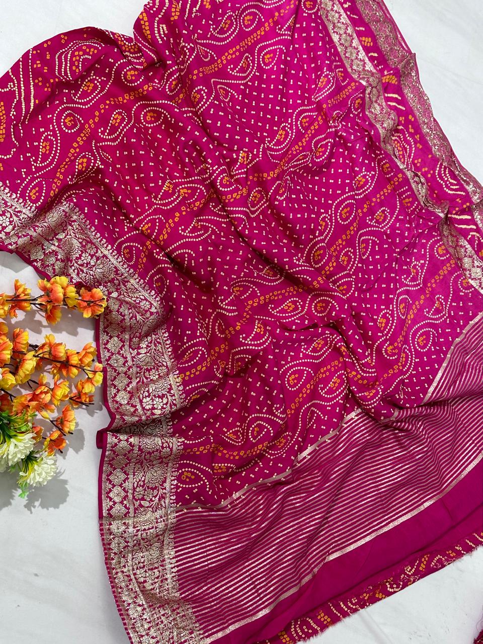 Dolla Silk Bandhej Saree - BFSLA90