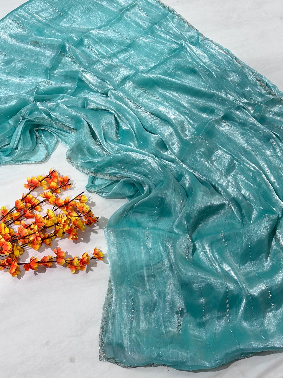 Jimmy Choo Hand Work Lace Party Wear Saree - BFSLA55