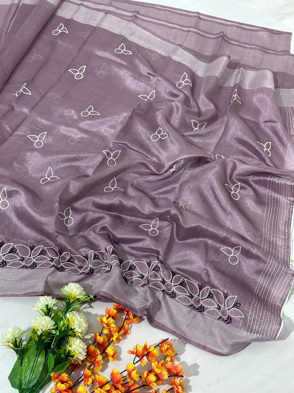 Synthetic Cotton Embroidery Saree - BFSLA33