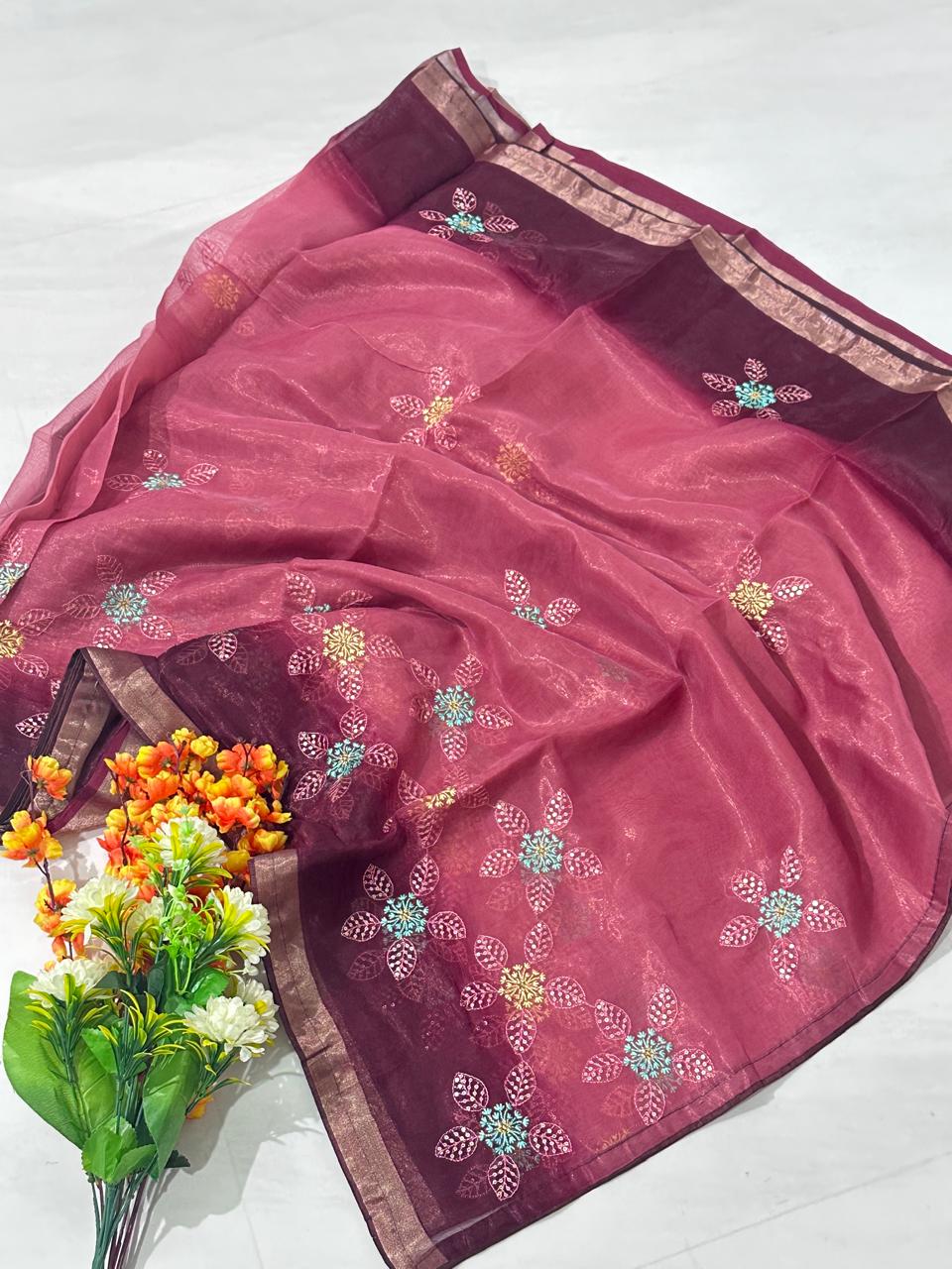 Synthetic Cotton Embroidery Saree - BFSLA28