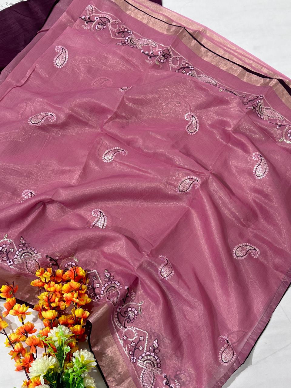 Synthetic Cotton Embroidery Saree - BFSLA27