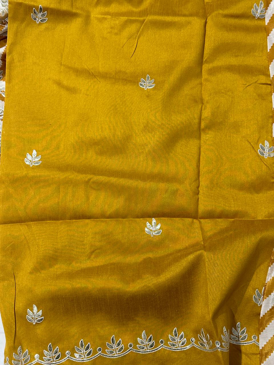 Crape Silk Machine Gota Work Saree - BFSLA25