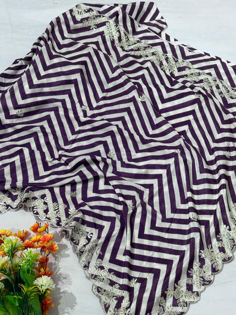 Crape Silk Machine Gota Work Saree - BFSLA24