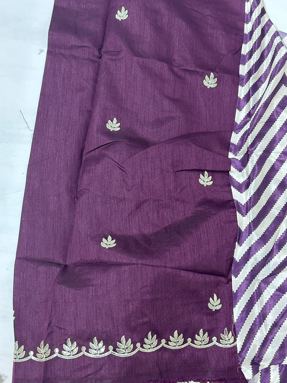 Crape Silk Machine Gota Work Saree - BFSLA24