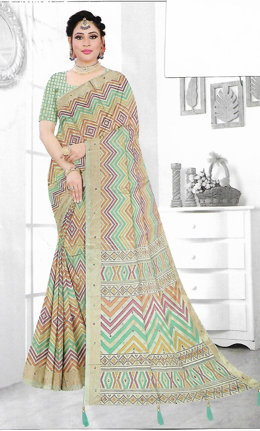 Brasso Saree With Zari Work Banarasi Border - BFSLA15