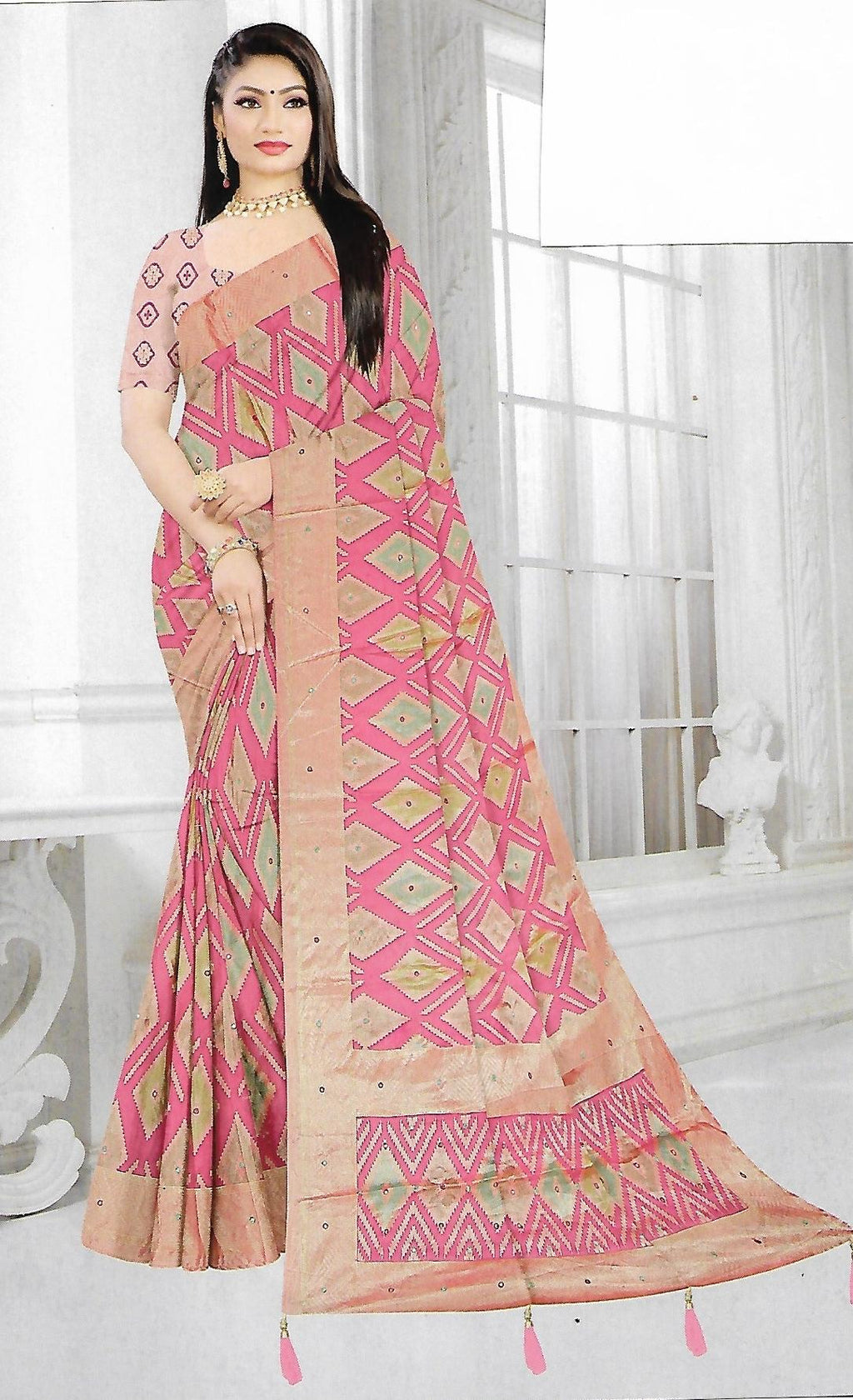 Brasso Saree With Zari Work Banarasi Border - BFSLA11