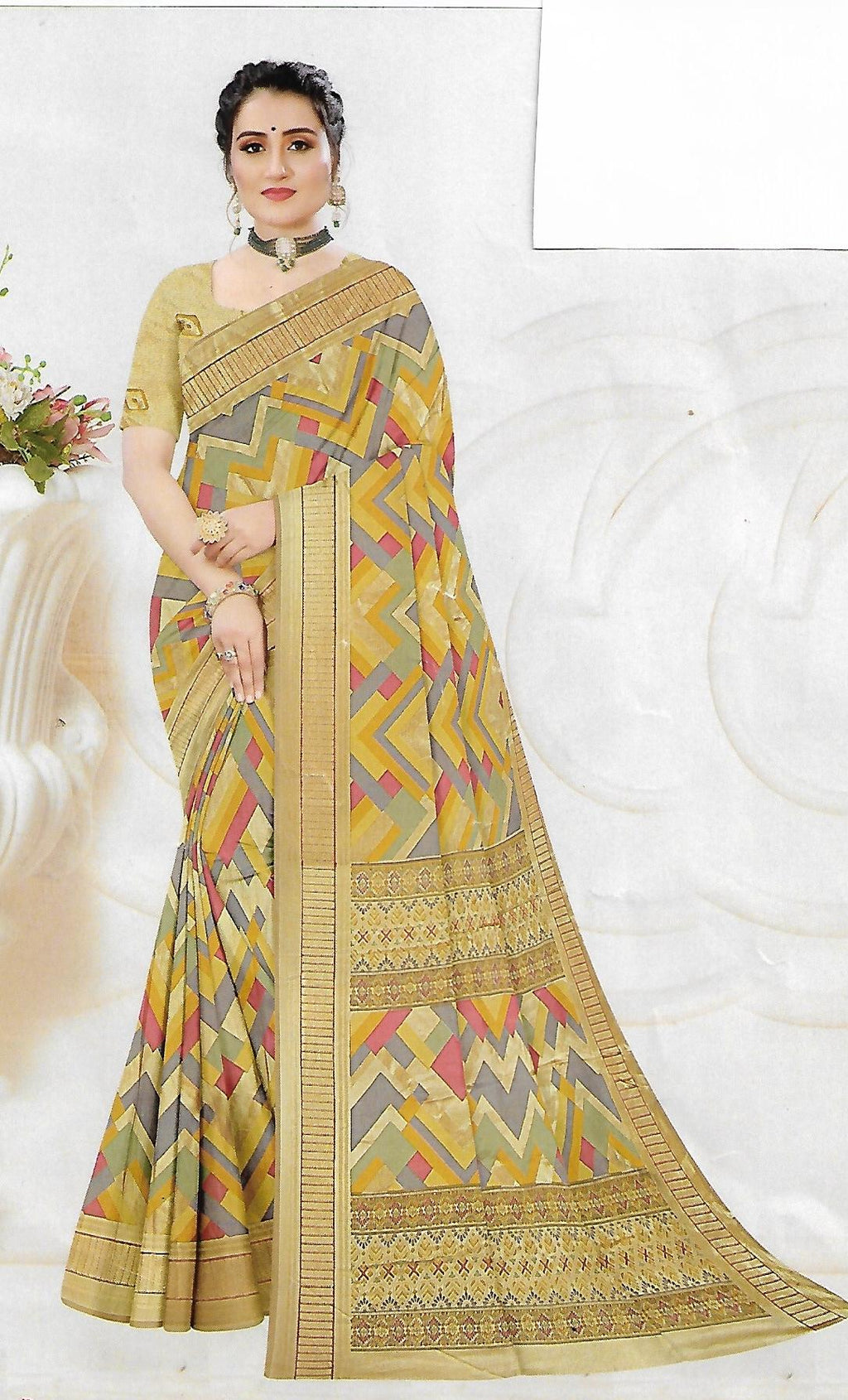 Brasso Saree With Zari Work Banarasi Border - BFSLA8