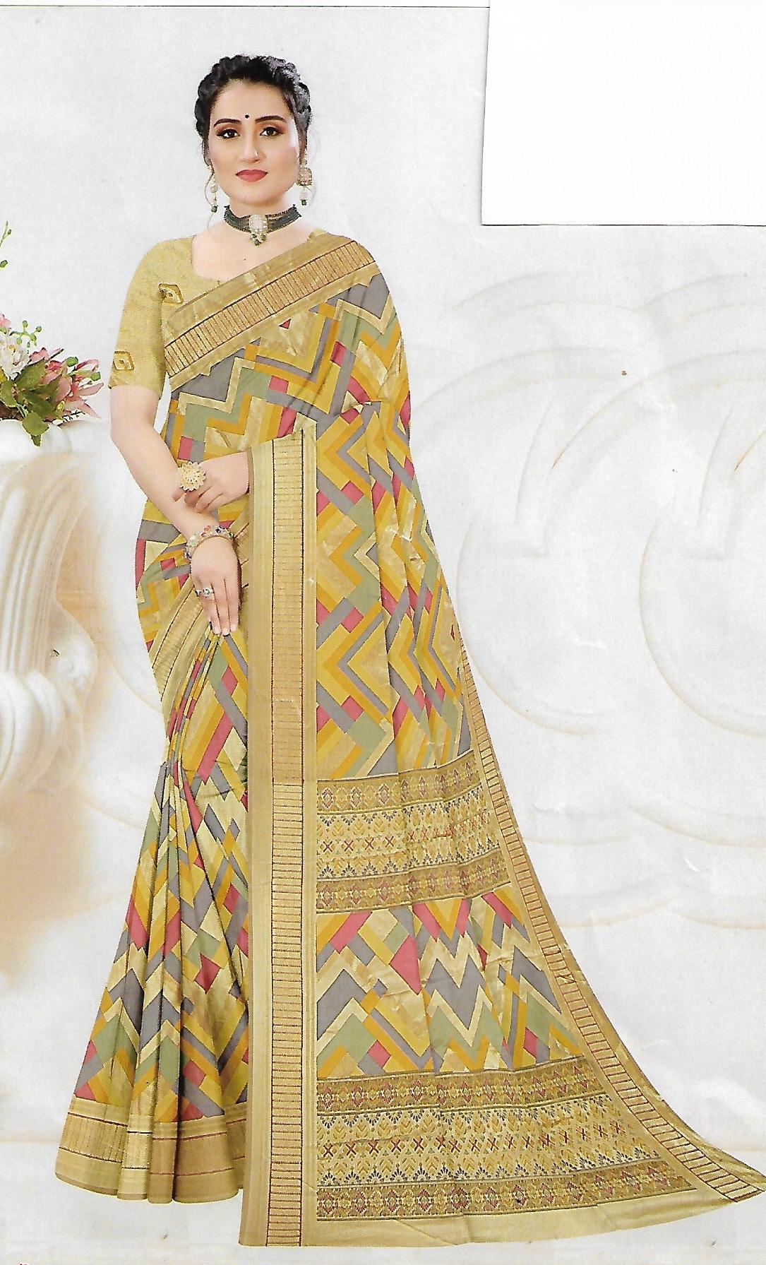 Brasso Saree With Zari Work Banarasi Border - BFSLA8