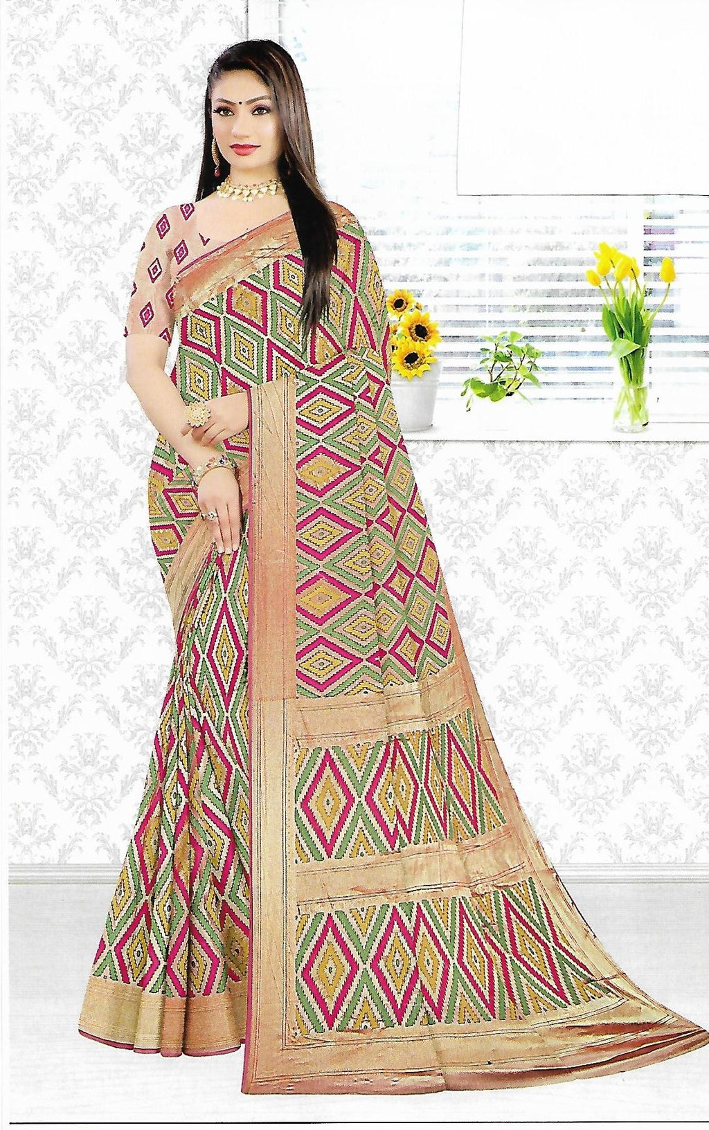 Brasso Saree With Zari Work Banarasi Border - BFSLA5