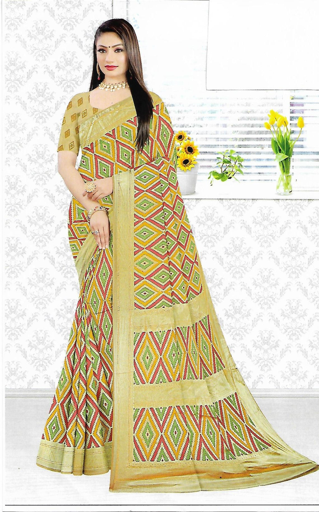 Brasso Saree With Zari Work Banarasi Border - BFSLA10
