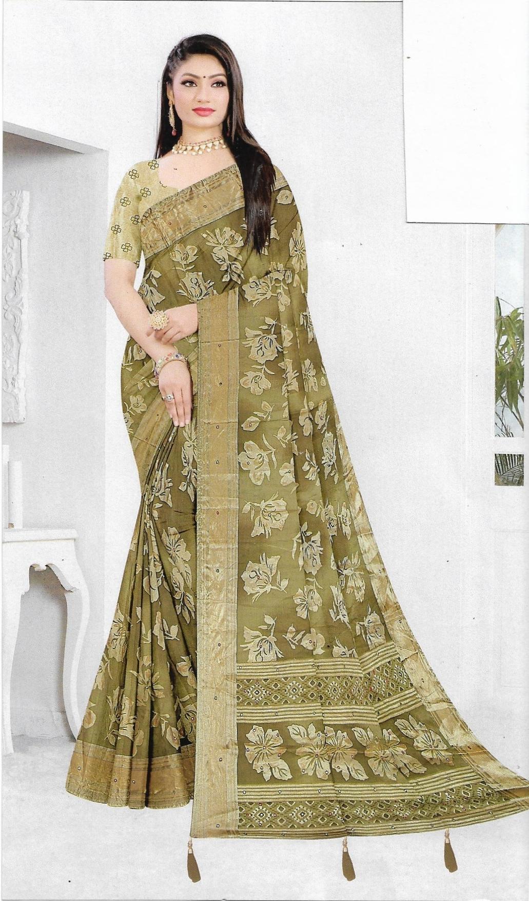 Brasso Saree With Zari Work Banarasi Border - BFSLA16
