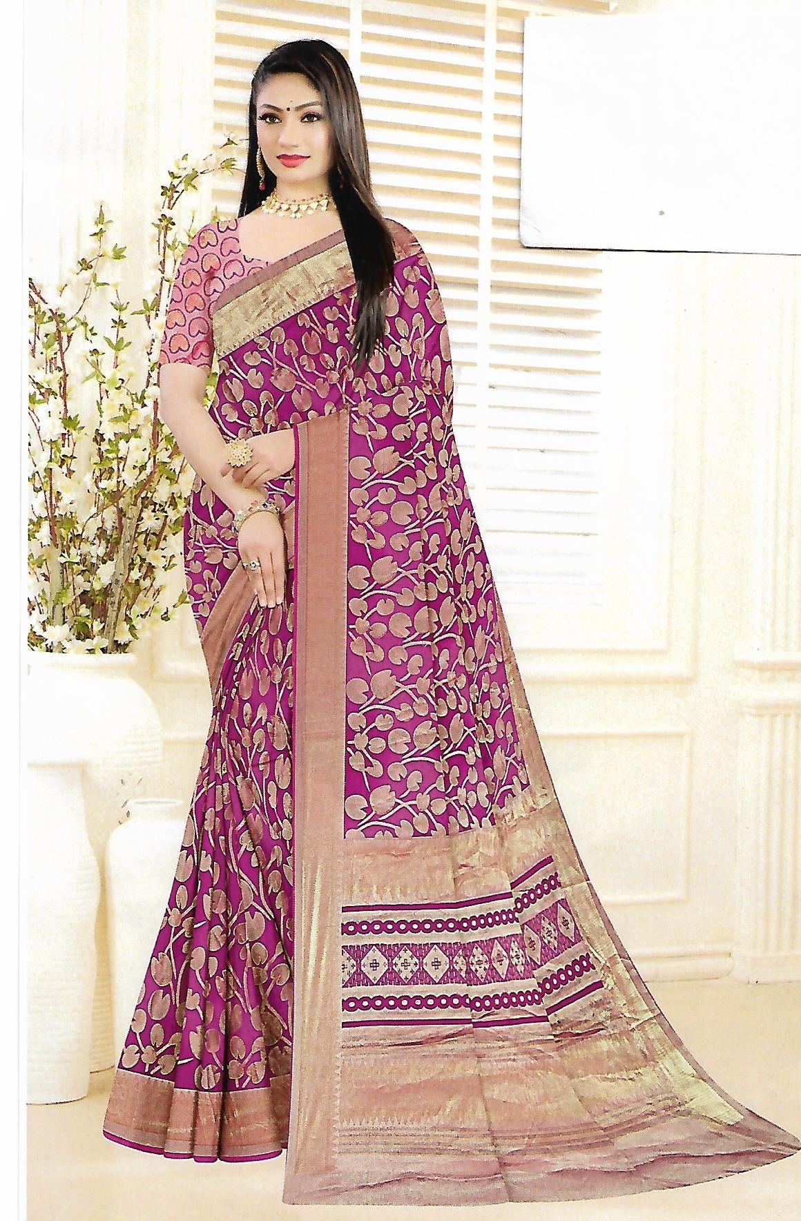 Brasso Saree With Zari Work Banarasi Border - BFSLA4