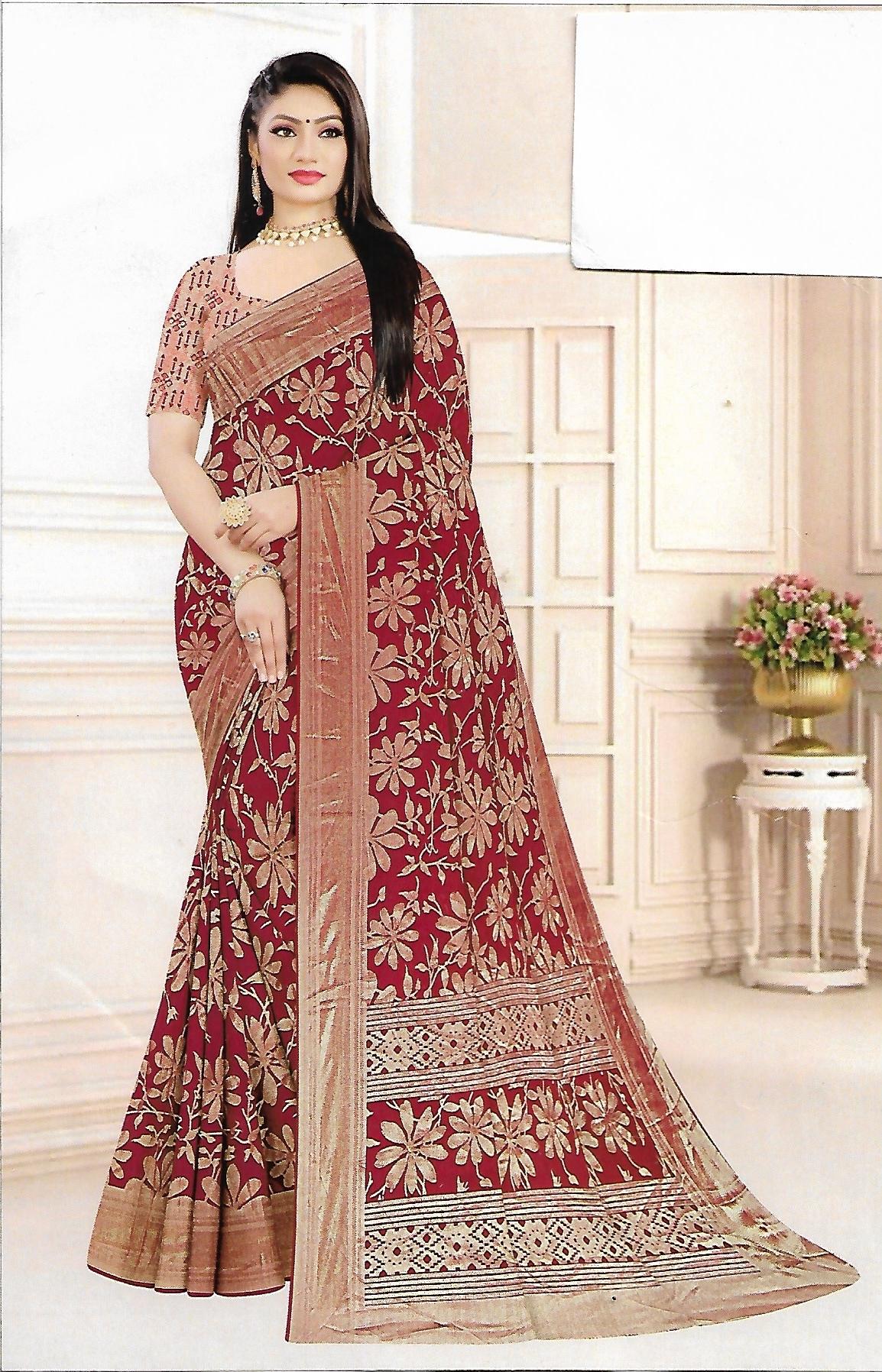 Brasso Saree With Zari Work Banarasi Border - BFSLA9