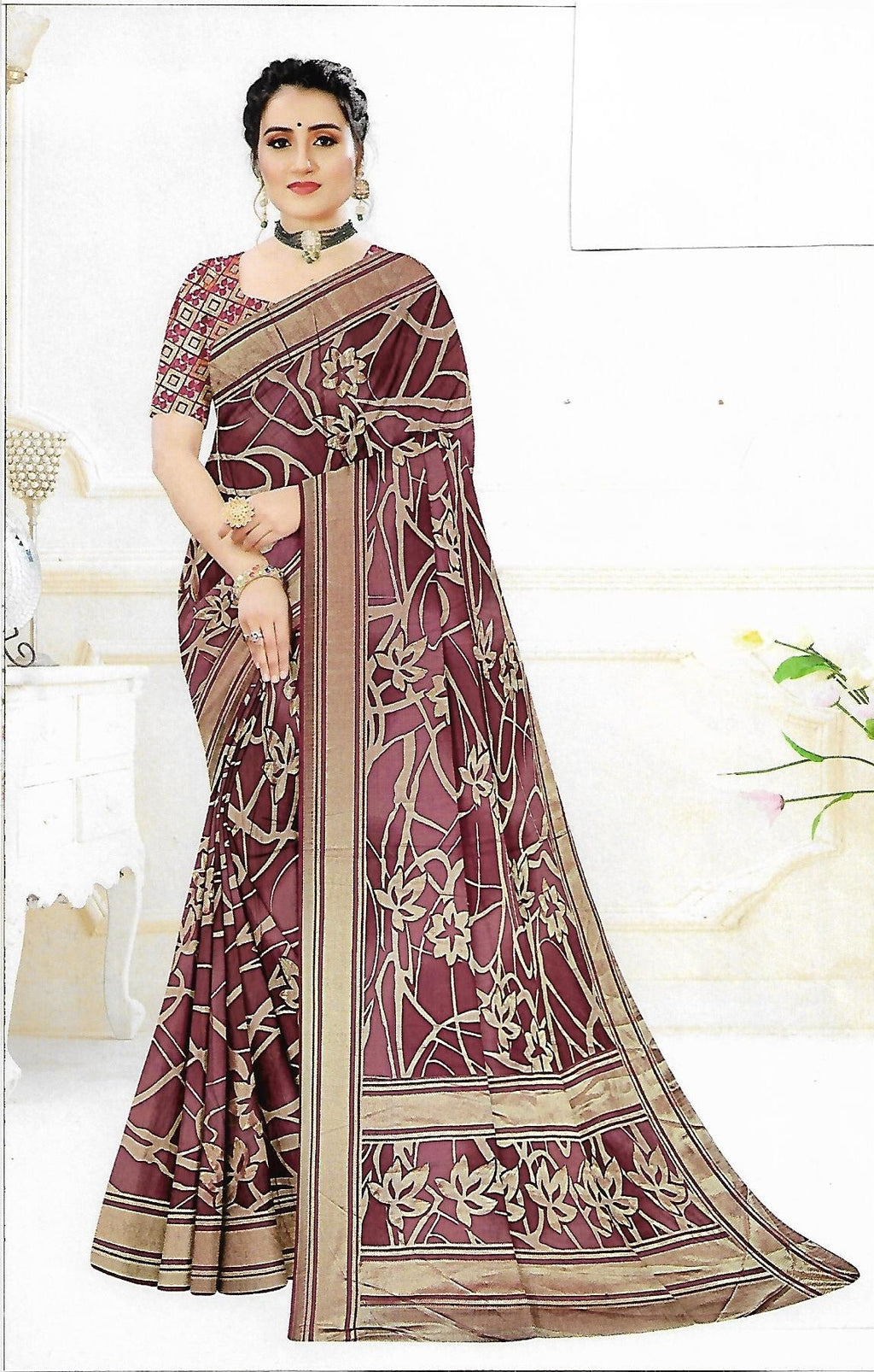Brasso Saree With Zari Work Banarasi Border - BFSLA7