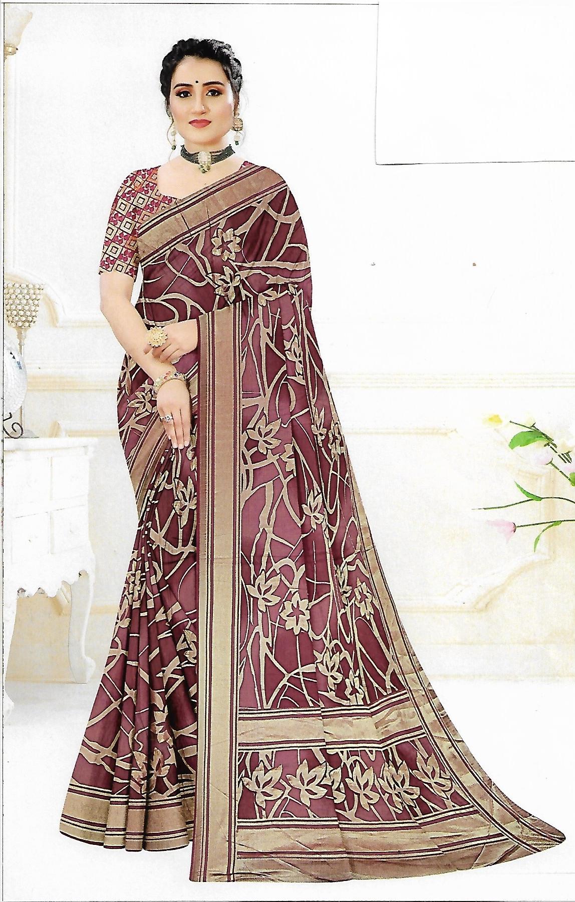 Brasso Saree With Zari Work Banarasi Border - BFSLA7