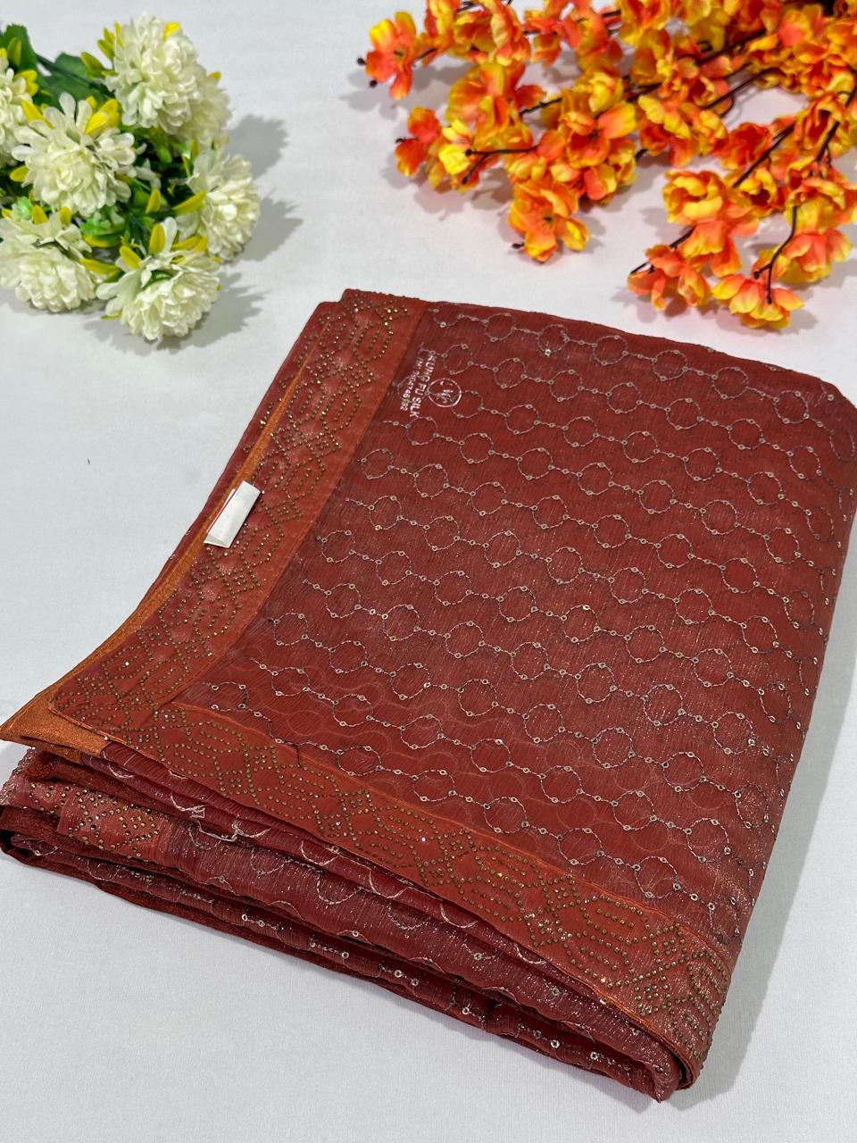 Shimmer Chiffon Sequence Work Saree - BFSLA86