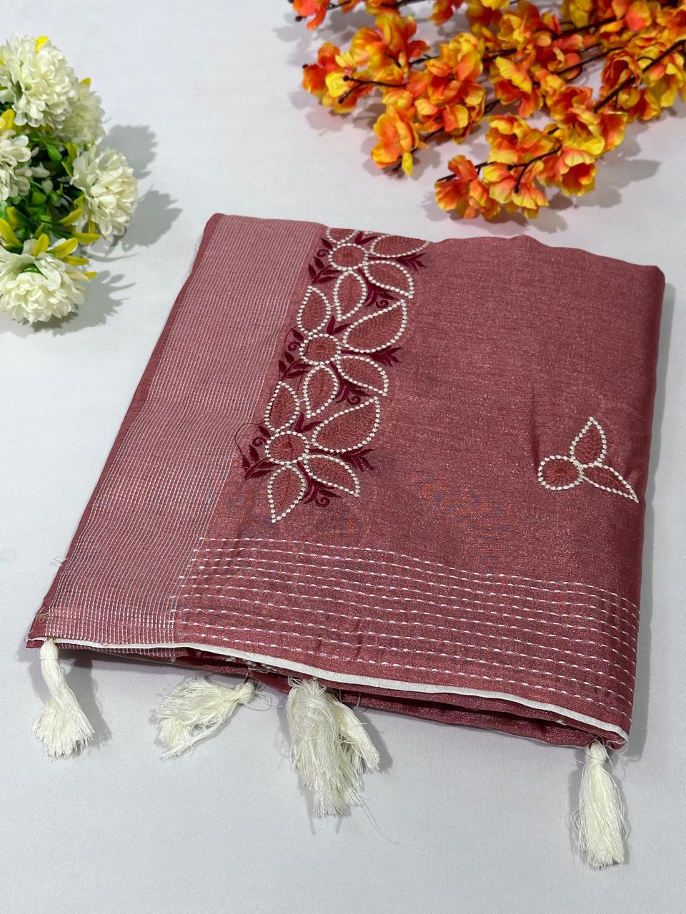 Synthetic Cotton Embroidery Saree - BFSLA32