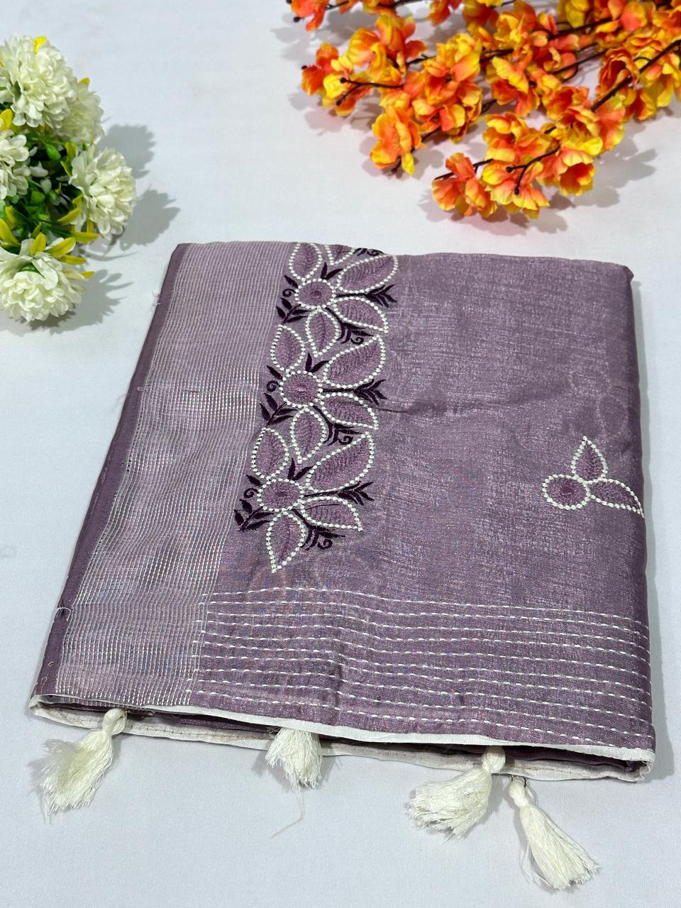 Synthetic Cotton Embroidery Saree - BFSLA33