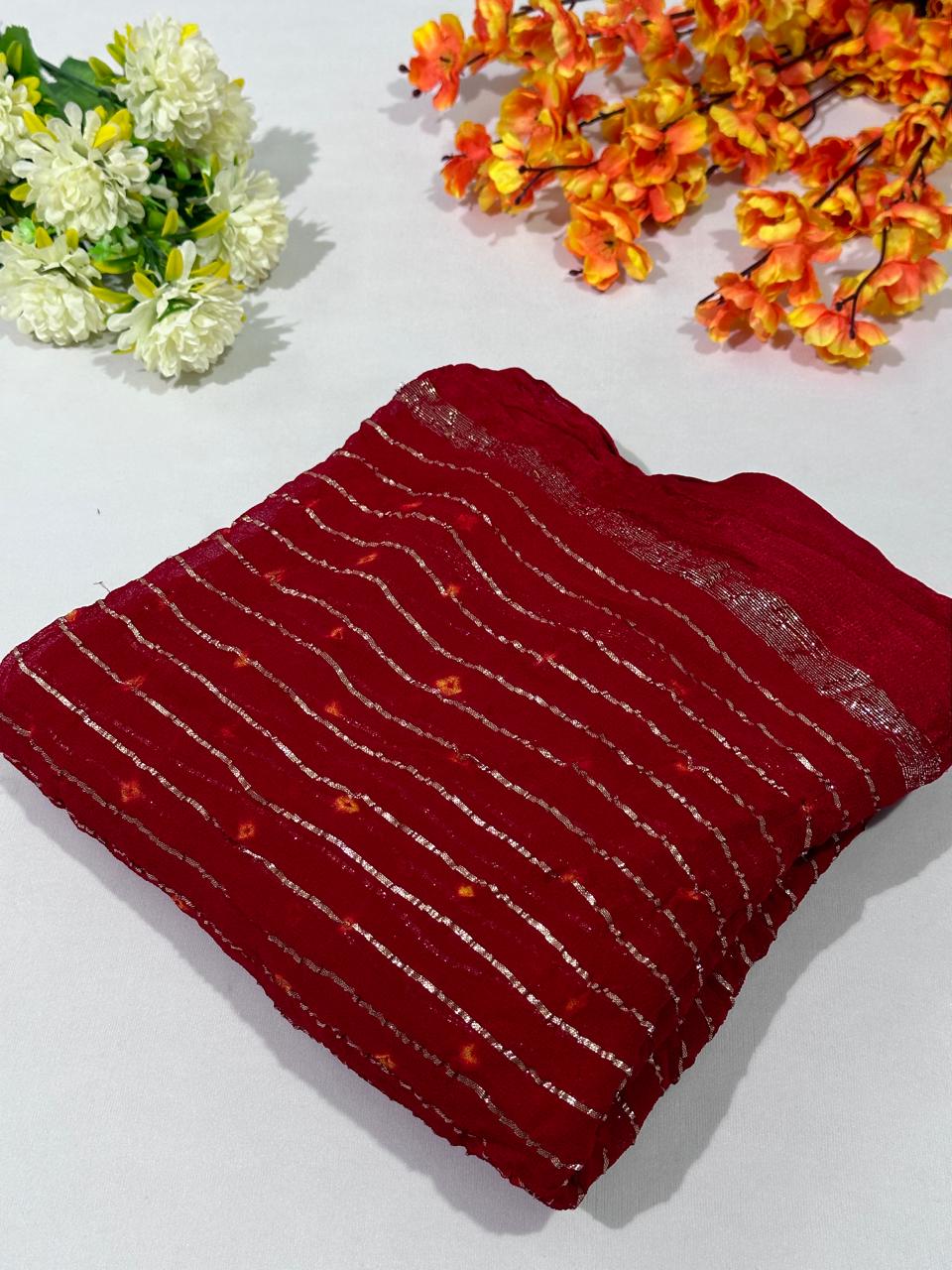 Barik Bandeg Saree On Viscose Fabric - BFSLA66