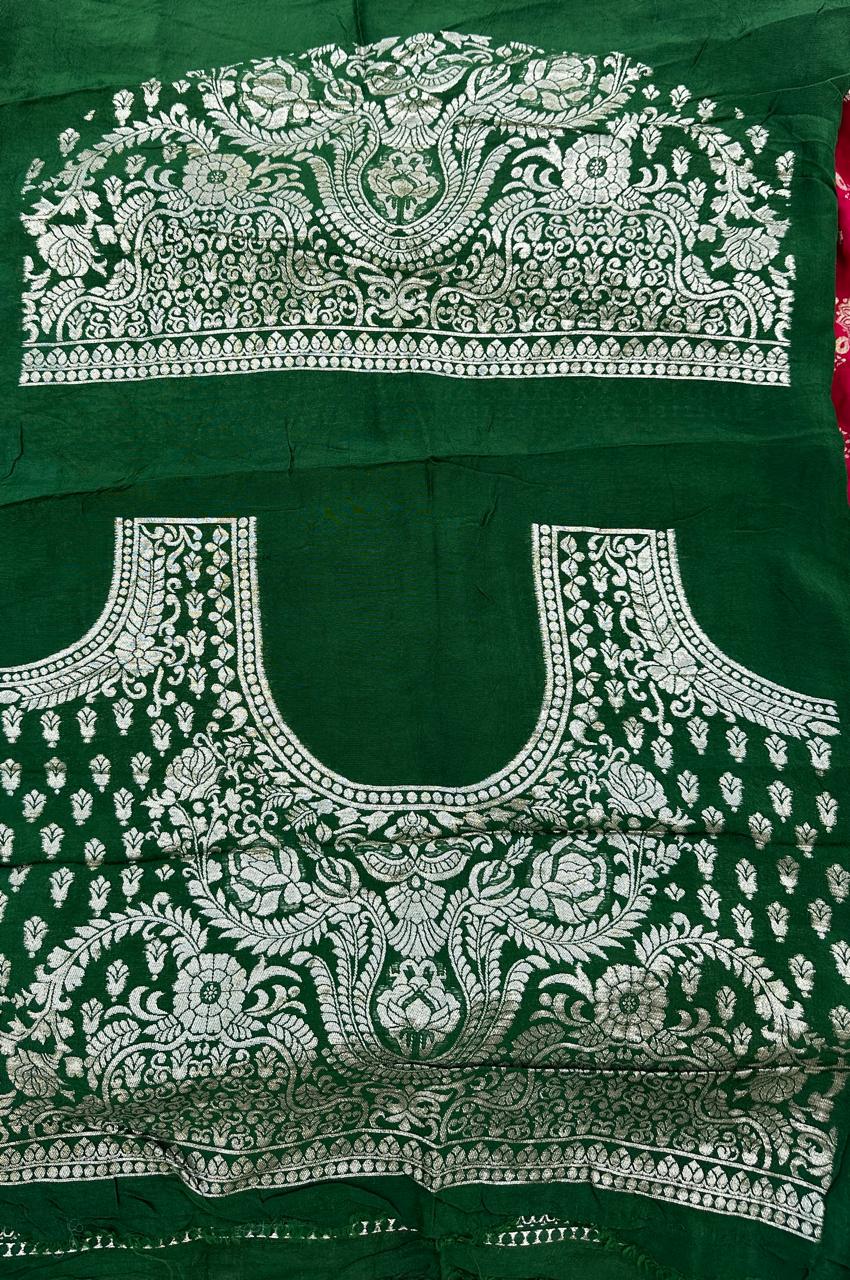 Pure Viscose Georgette  Banarasi Jari Work Best Quality Saree With Blouse - BFSLB12