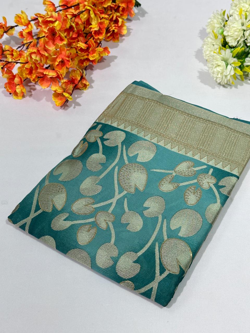 Brasso Saree With Zari Work Banarasi Border - BFSLA3