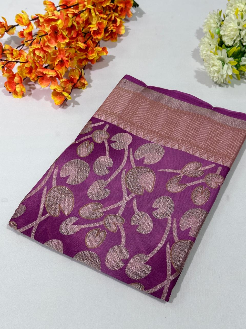 Brasso Saree With Zari Work Banarasi Border - BFSLA4