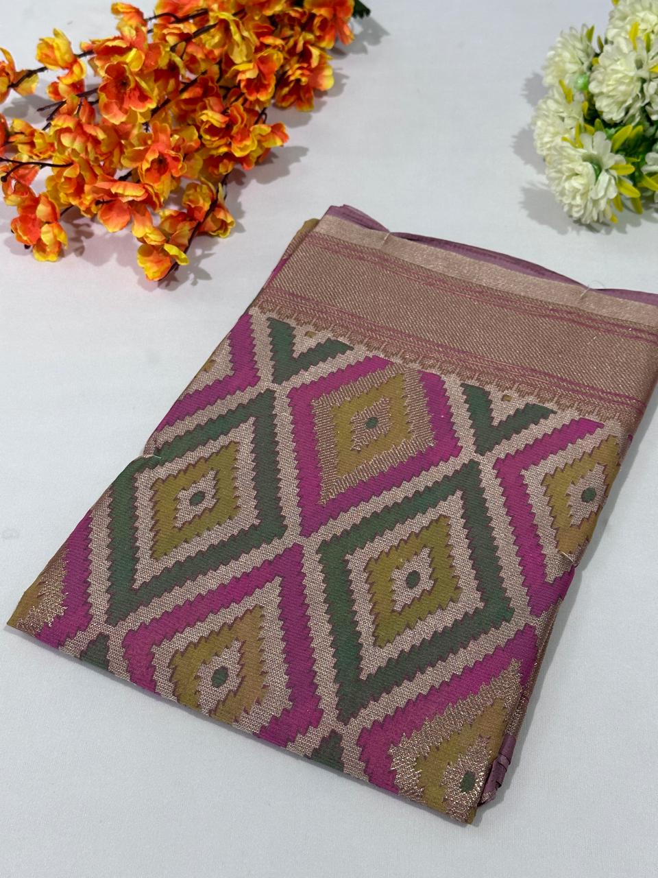 Brasso Saree With Zari Work Banarasi Border - BFSLA5