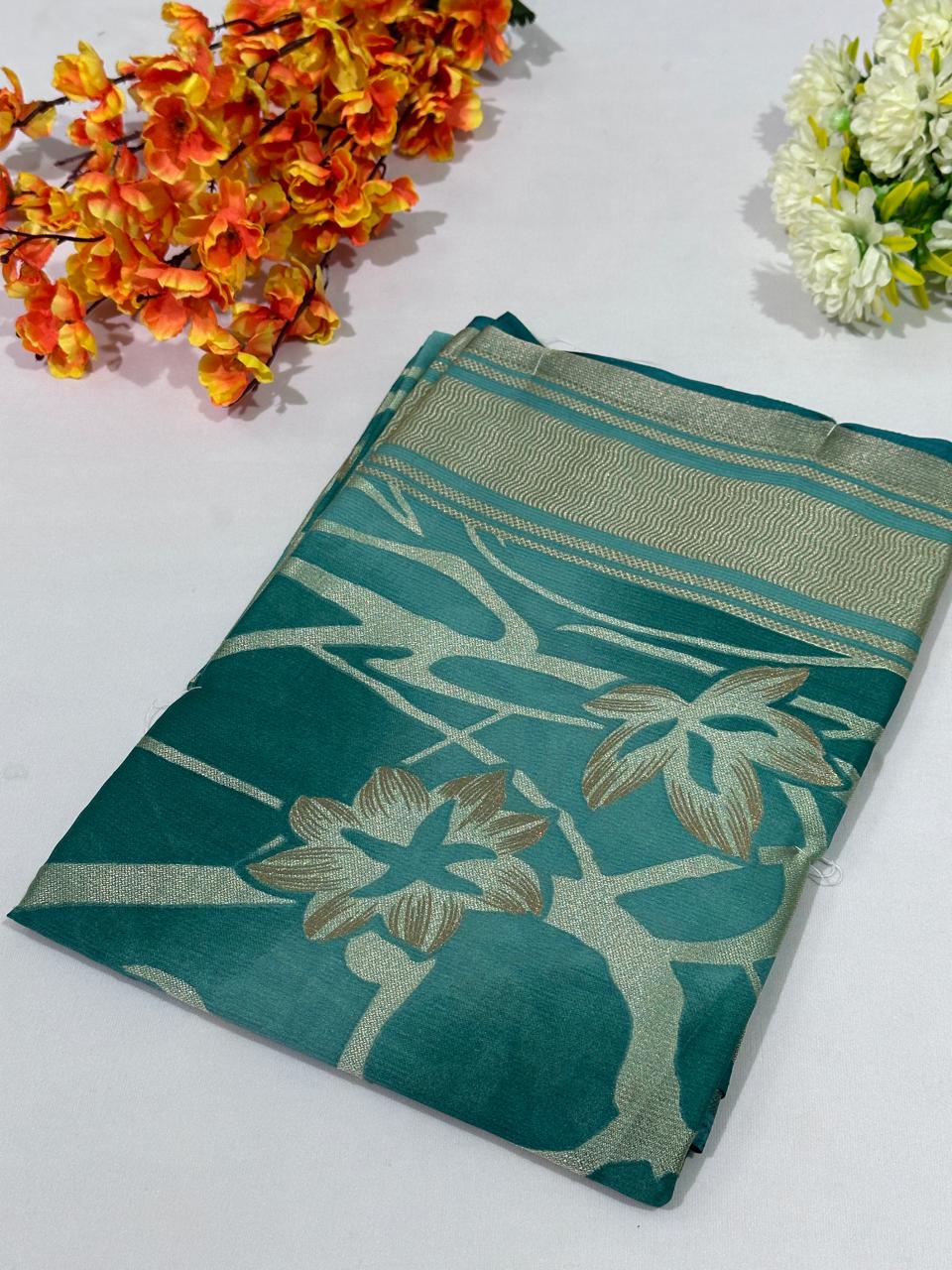 Brasso Saree With Zari Work Banarasi Border - BFSLA6