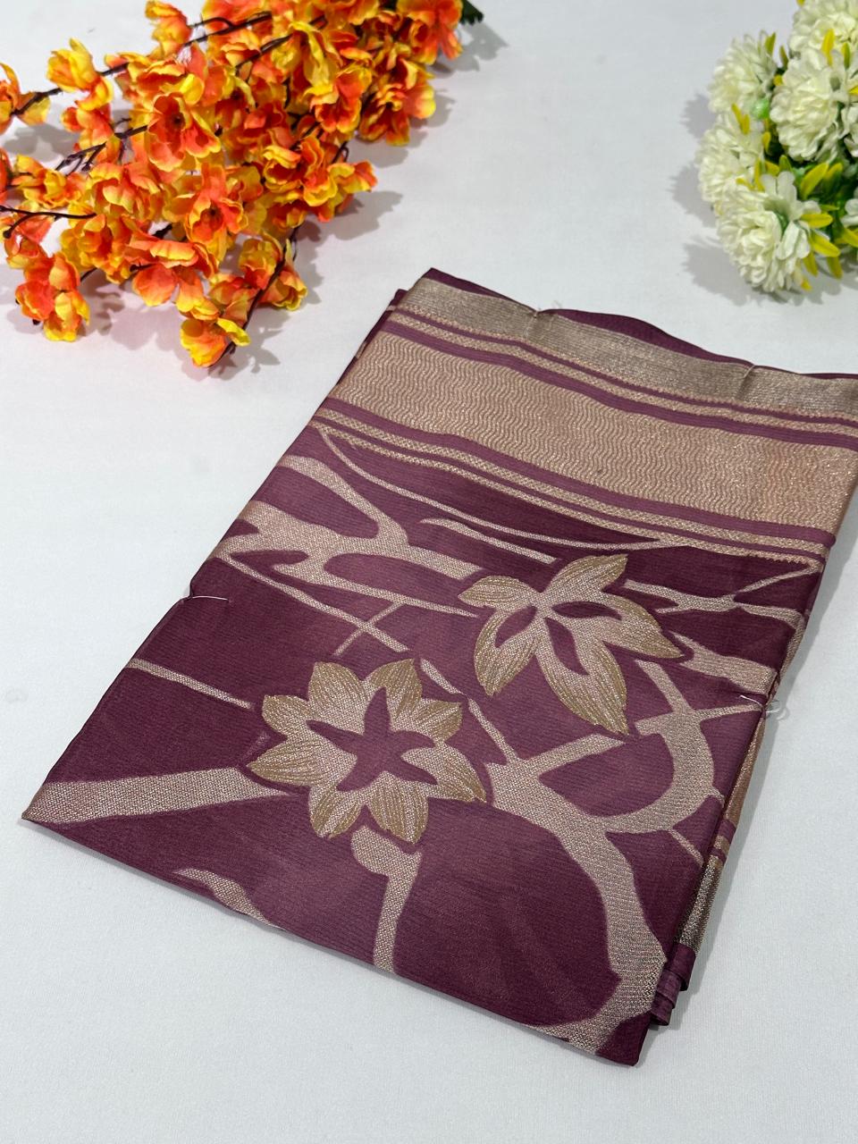 Brasso Saree With Zari Work Banarasi Border - BFSLA7