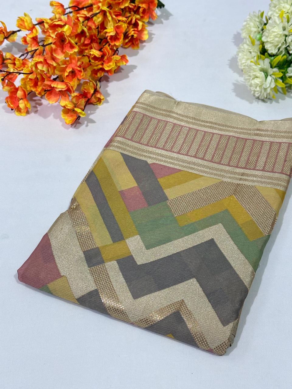 Brasso Saree With Zari Work Banarasi Border - BFSLA8