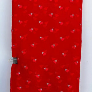 Pure Red Chiffon Barik Butti Sequence Hand Work Saree