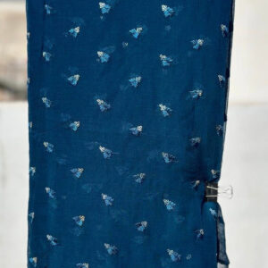 Peacock Blue Pure Chiffon Barik Butti Sequence Saree with Blouse