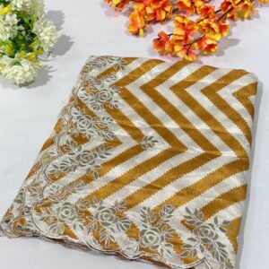Mustard Yellow Crape Silk Machine Gota Work Saree