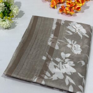 Grey Cotton Printed Saree