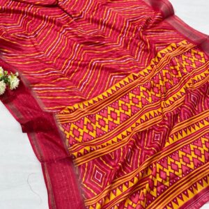 Red Cotton Printed Saree