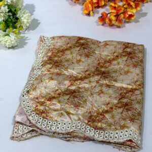Beige Crape Silk Digital Print Saree
