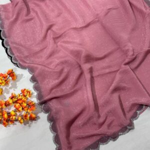 Pink Jimmy Choo Hand Work Lace Party Wear Saree