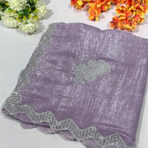 Lavender Jimmy Choo Hand Work Lace Party Wear Saree