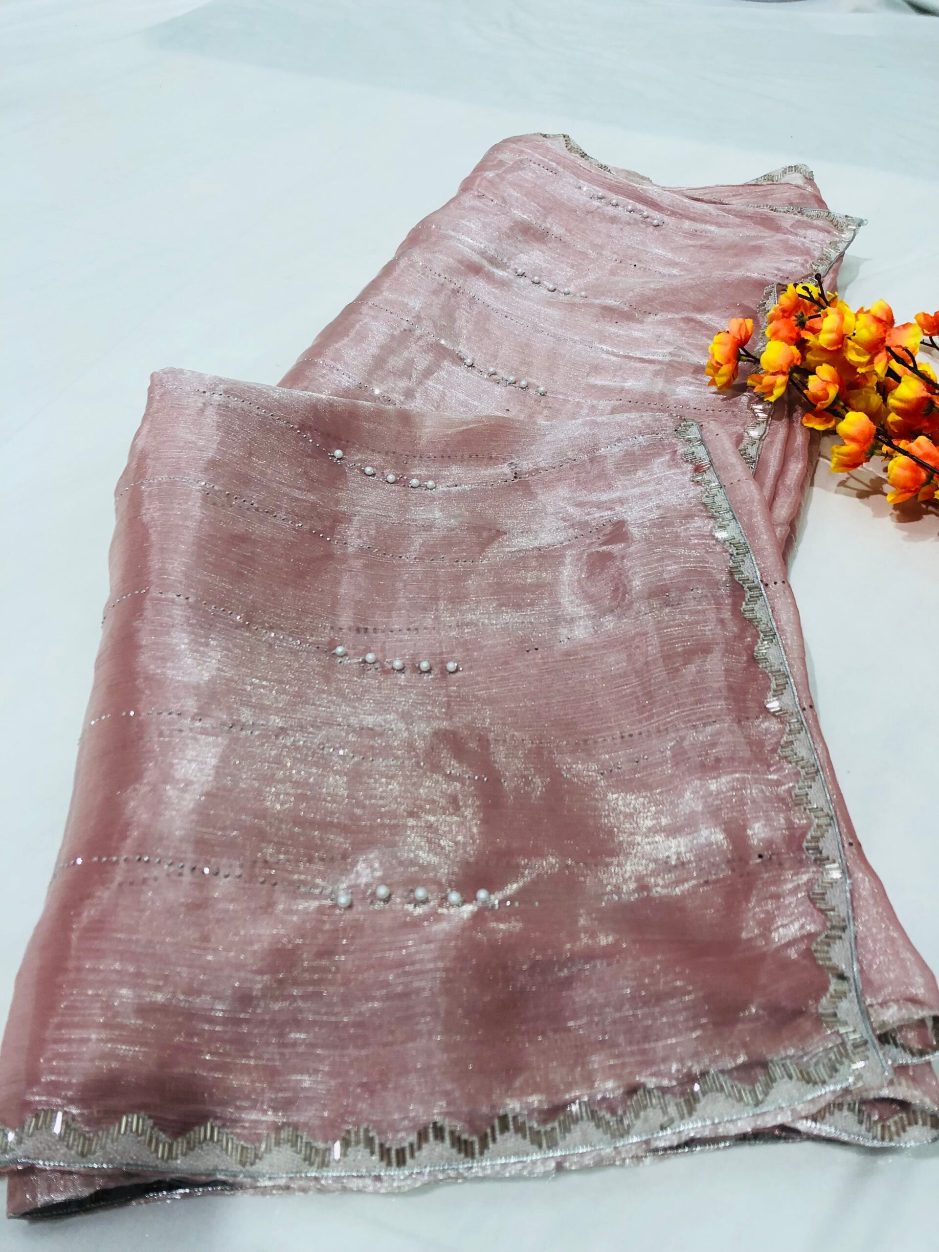 Lavender Jimmy Choo Hand Work Lace Party Wear Saree