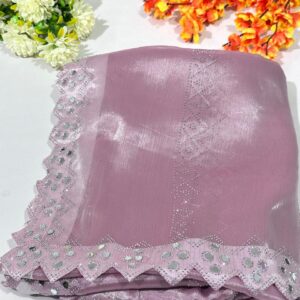 Lavender Jimmy Choo Hand Work Lace Party Wear Saree