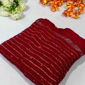 Wine Barik Bandhej Pure Viscose Saree