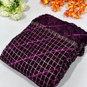 Wine Viscose Laheriya Saree