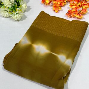 Mustard Yellow Printed Georgette Saree