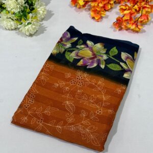Elegant Printed Georgette Saree in Orange