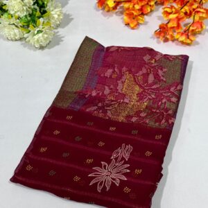 Wine Printed Georgette Saree