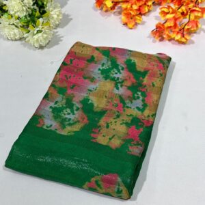 Bottle Green Printed Georgette Saree