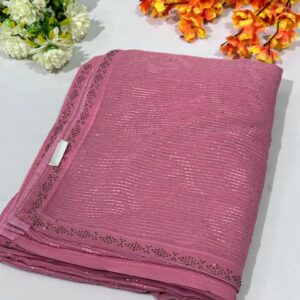 Pink Shimmer Chiffon Sequence Work Saree
