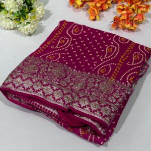 Rani Pink Dola Silk Bandhej Saree