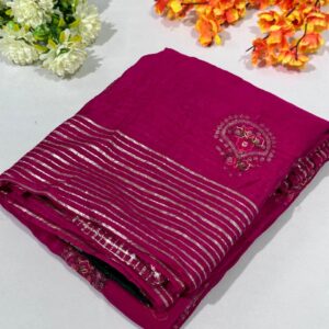 Rani Pink HO Silk Hand Work Saree