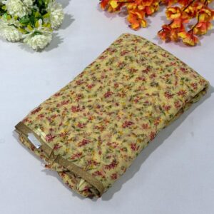 Mustard Yellow Nazmeen Chiffon Printed Saree
